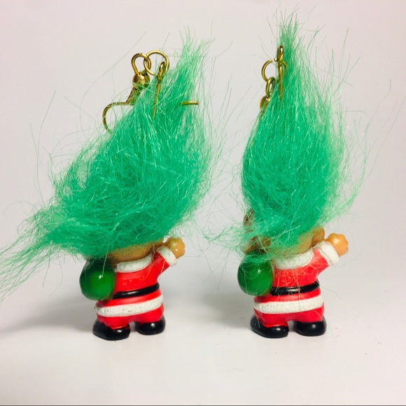 Vintage Troll Doll Santa Earrings - Picture 2 of 2